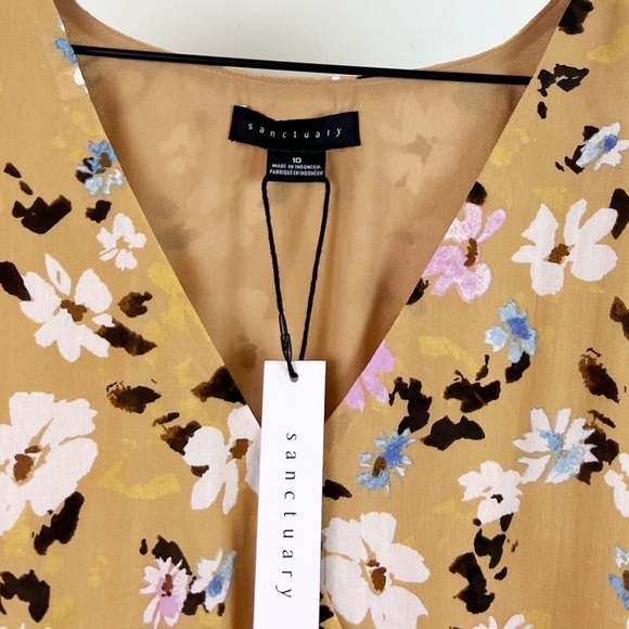 NWT Sanctuary Dreamer Floral Ruched Faux Wrap Long Sleeve Mini Dress - Picture 7 of 9